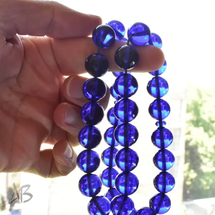 تسبیح سندلوس 35 دانه کد 1191 بودار گرد آبی کاربنی بسیار خوشرنگ سایز 13 آقابزرگ - Image 3