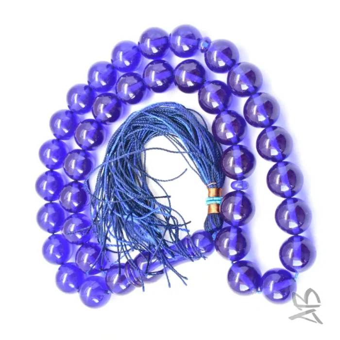 تسبیح سندلوس 35 دانه کد 1191 بودار گرد آبی کاربنی بسیار خوشرنگ سایز 13 آقابزرگ - Image 4