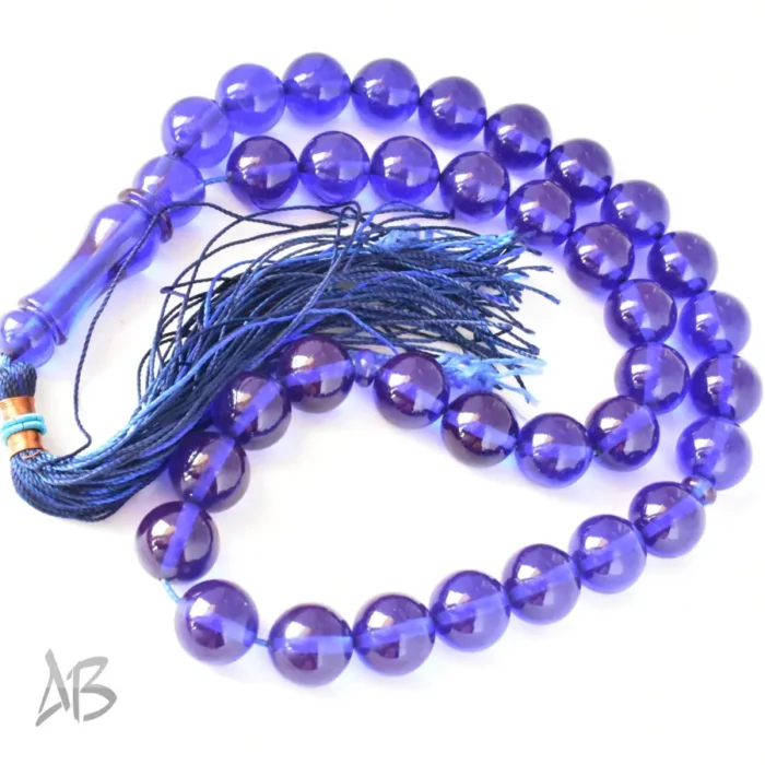 تسبیح سندلوس 35 دانه کد 1191 بودار گرد آبی کاربنی بسیار خوشرنگ سایز 13 آقابزرگ - Image 7