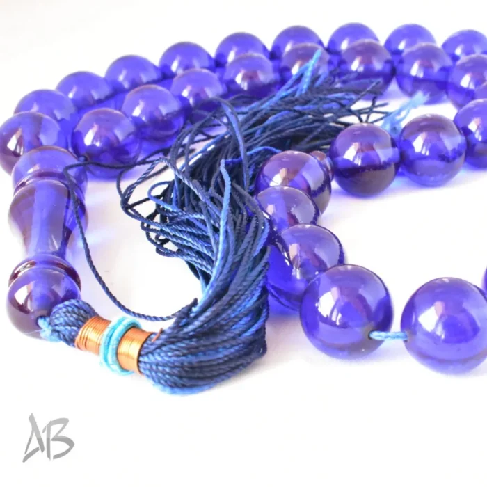 تسبیح سندلوس 35 دانه کد 1191 بودار گرد آبی کاربنی بسیار خوشرنگ سایز 13 آقابزرگ - Image 8