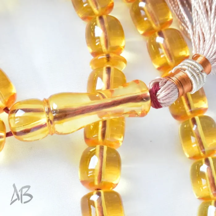 تسبیح سندلوس بودار 33 دانه اصل کد 1193 استوانه‌ای شفاف و شیشه‌ای آقابزرگ - Image 5