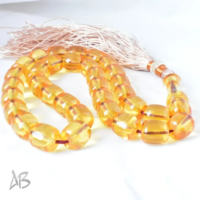 تسبیح سندلوس بودار 33 دانه اصل کد 1193 استوانه‌ای شفاف و شیشه‌ای آقابزرگ - Image 9