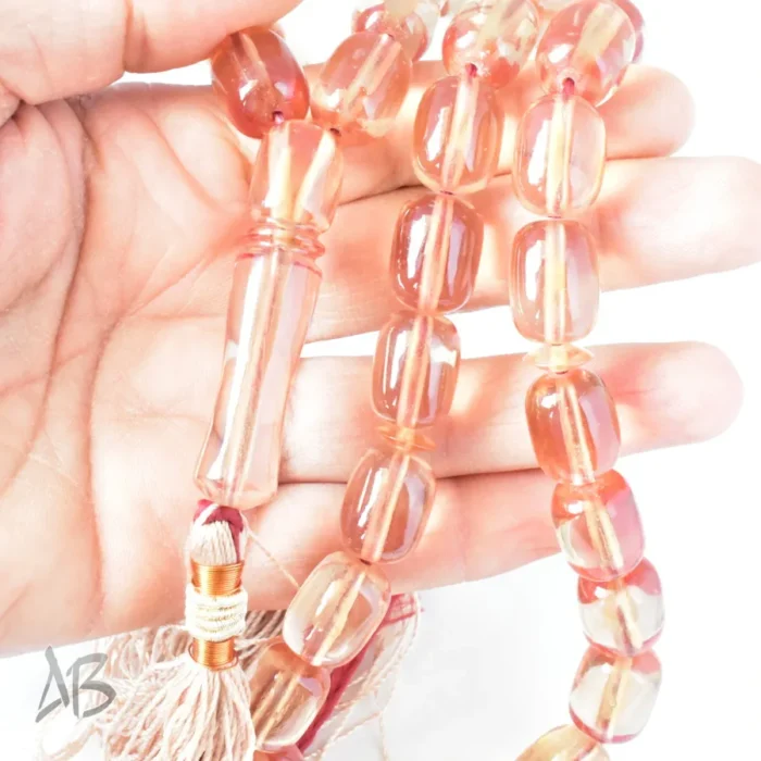 تسبیح سندلوس بودار 33 دانه اصل کد 1199 استوانه‌ای کشیده شفاف آقابزرگ - Image 5