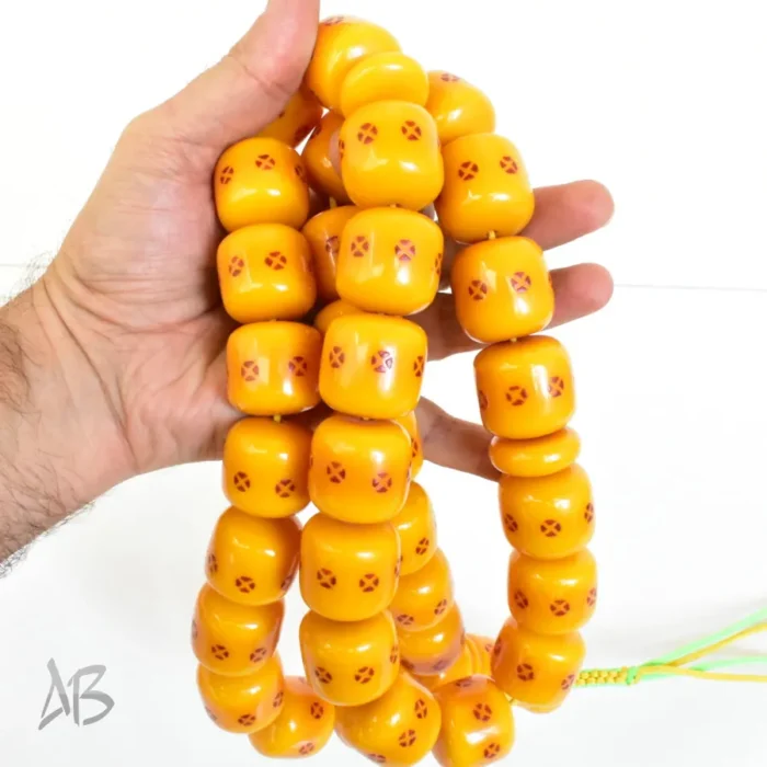 تسبیح سندلوس بودار 33 دانه اصل داغ‌دار کد 1200 سایز 27 بسیار درشت و غول پیکر - Image 6