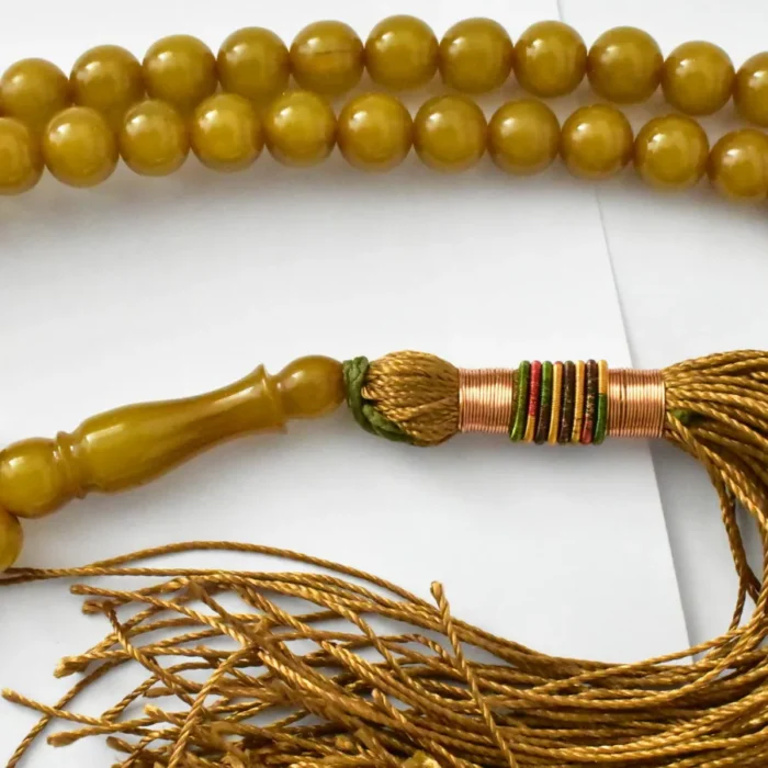 تسبیح سندلوس 100 دانه (101 دانه) کد 1231 بودار گرد قهوه‌ای روشن سایز 7 آقابزرگ - Image 4