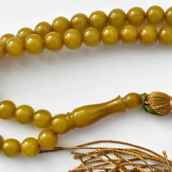 تسبیح سندلوس 100 دانه (101 دانه) کد 1231 بودار گرد قهوه‌ای روشن سایز 7 آقابزرگ - Image 5