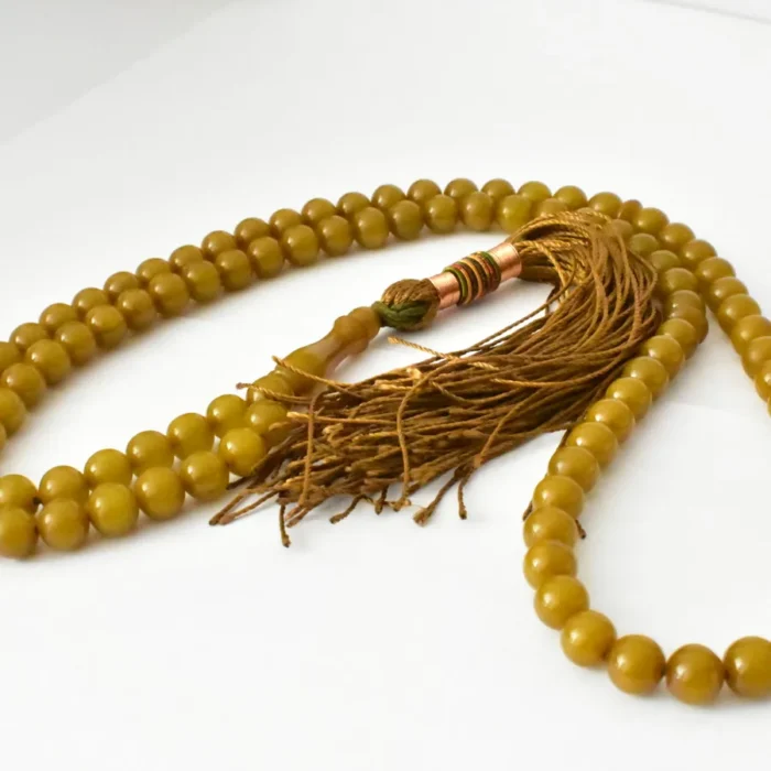 تسبیح سندلوس 100 دانه (101 دانه) کد 1231 بودار گرد قهوه‌ای روشن سایز 7 آقابزرگ - Image 8