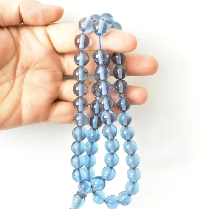 تسبیح سندلوس 51 دانه اصل بودار گرد رنگ آبی روشن شماره 11 کد 1240 آقابزرگ - Image 4