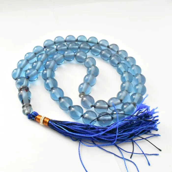 تسبیح سندلوس 51 دانه اصل بودار گرد رنگ آبی روشن شماره 11 کد 1240 آقابزرگ - Image 6