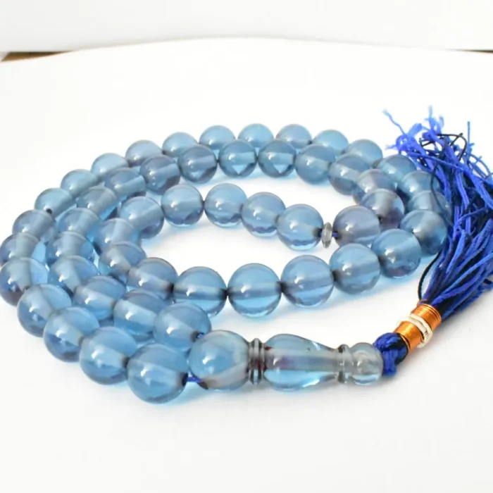 تسبیح سندلوس 51 دانه اصل بودار گرد رنگ آبی روشن شماره 11 کد 1240 آقابزرگ - Image 7