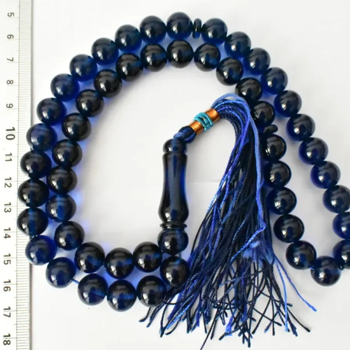 تسبیح سندلوس 51 دانه اصل بودار گرد رنگ آبی تیره زیبا شماره 11 کد 1241 آقابزرگ - Image 4