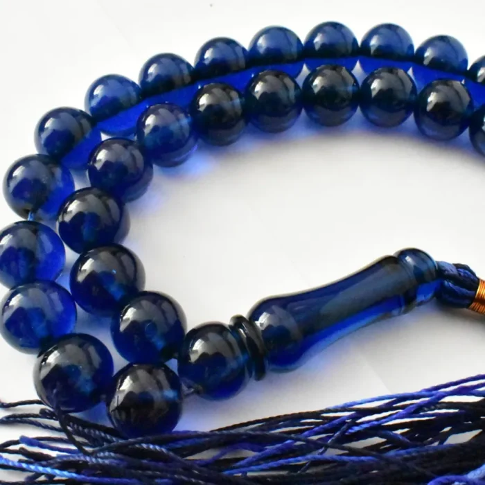 تسبیح سندلوس 51 دانه اصل بودار گرد رنگ آبی تیره زیبا شماره 11 کد 1241 آقابزرگ - Image 5