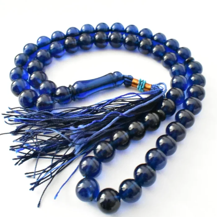 تسبیح سندلوس 51 دانه اصل بودار گرد رنگ آبی تیره زیبا شماره 11 کد 1241 آقابزرگ - Image 6