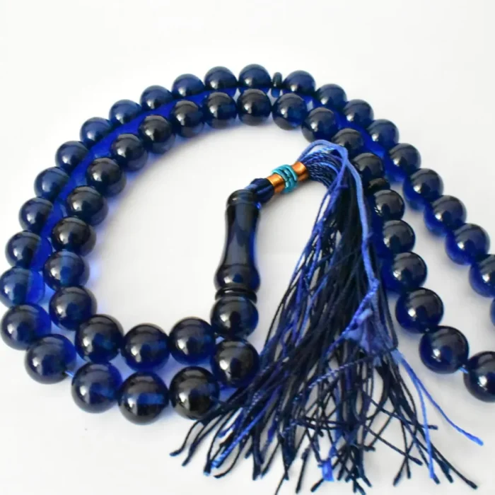 تسبیح سندلوس 51 دانه اصل بودار گرد رنگ آبی تیره زیبا شماره 11 کد 1241 آقابزرگ - Image 7