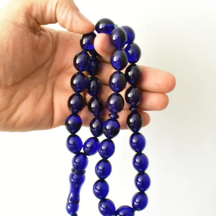 تسبیح سندلوس اصل بودار 33 دانه تخم کفتری آبی کاربنی کد 1243 آقابزرگ - Image 3