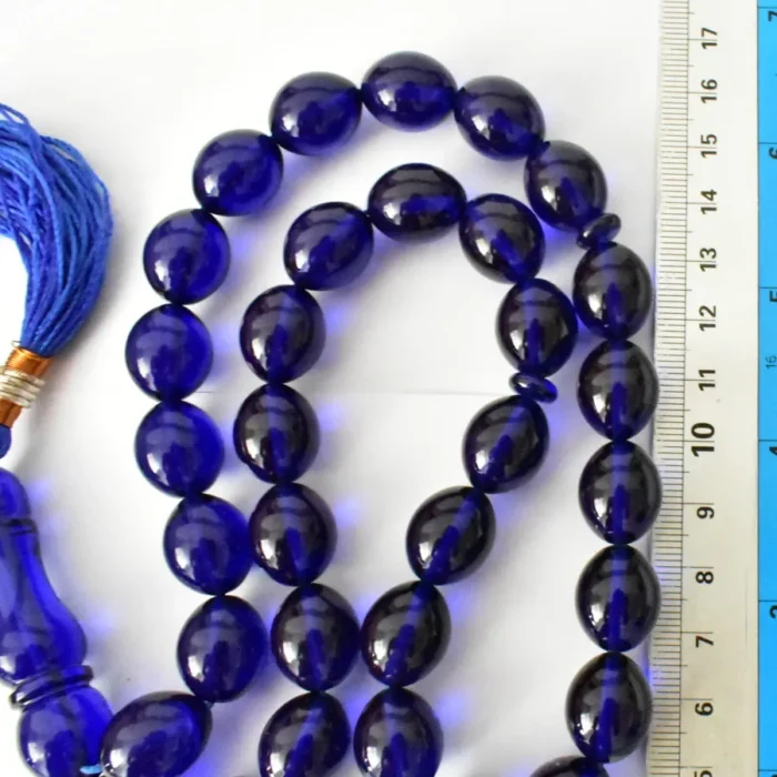 تسبیح سندلوس اصل بودار 33 دانه تخم کفتری آبی کاربنی کد 1243 آقابزرگ - Image 5