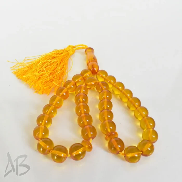 تسبیح سندلوس 33 دانه بودار گرد زرد کوتاه و زیبا سایز 11 کد 1247 آقابزرگ - Image 7