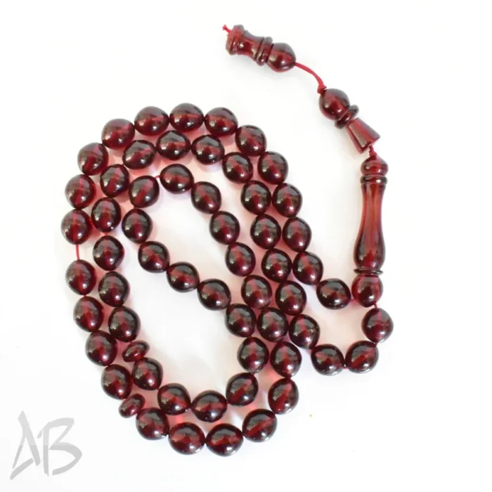 تسبیح سندلوس 57 دانه اصل بودار کد 1254 تراش تخم مرغی با منگوله زیبا - Image 3