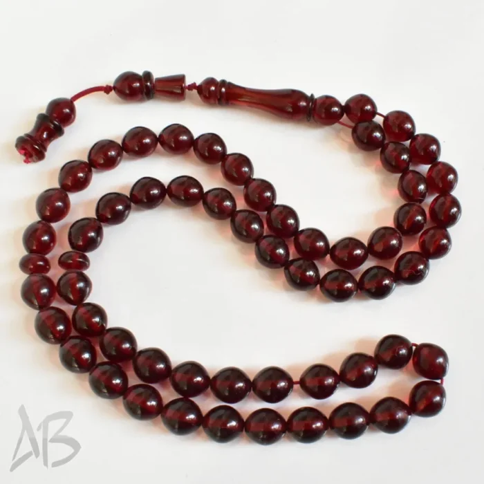 تسبیح سندلوس 57 دانه اصل بودار کد 1254 تراش تخم مرغی با منگوله زیبا - Image 5