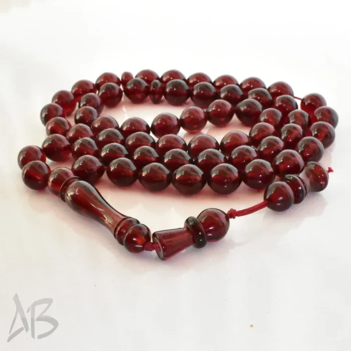 تسبیح سندلوس 57 دانه اصل بودار کد 1254 تراش تخم مرغی با منگوله زیبا - Image 7