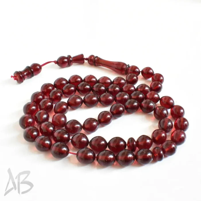 تسبیح سندلوس 57 دانه اصل بودار کد 1254 تراش تخم مرغی با منگوله زیبا - Image 8