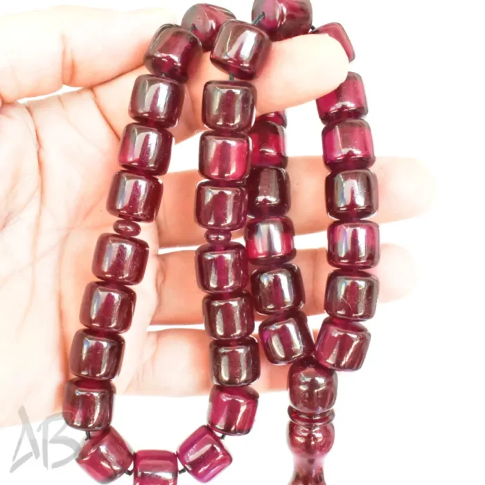 تسبیح سندلوس بودار 35 دانه اصل کد 1255 استوانه‌ای قهوه‌ای-قرمز خوشرنگ سایز 13 آقابزرگ - Image 3