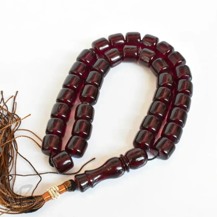 تسبیح سندلوس بودار 35 دانه اصل کد 1255 استوانه‌ای قهوه‌ای-قرمز خوشرنگ سایز 13 آقابزرگ - Image 4