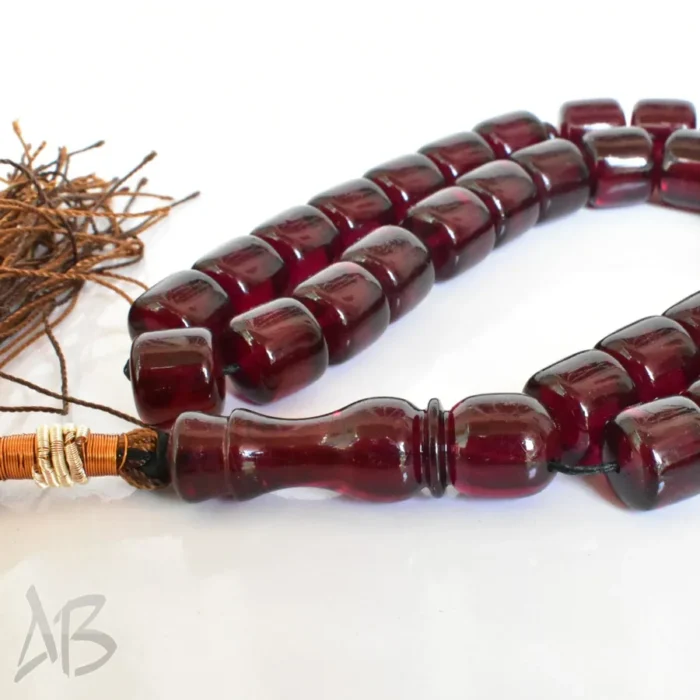 تسبیح سندلوس بودار 35 دانه اصل کد 1255 استوانه‌ای قهوه‌ای-قرمز خوشرنگ سایز 13 آقابزرگ - Image 6