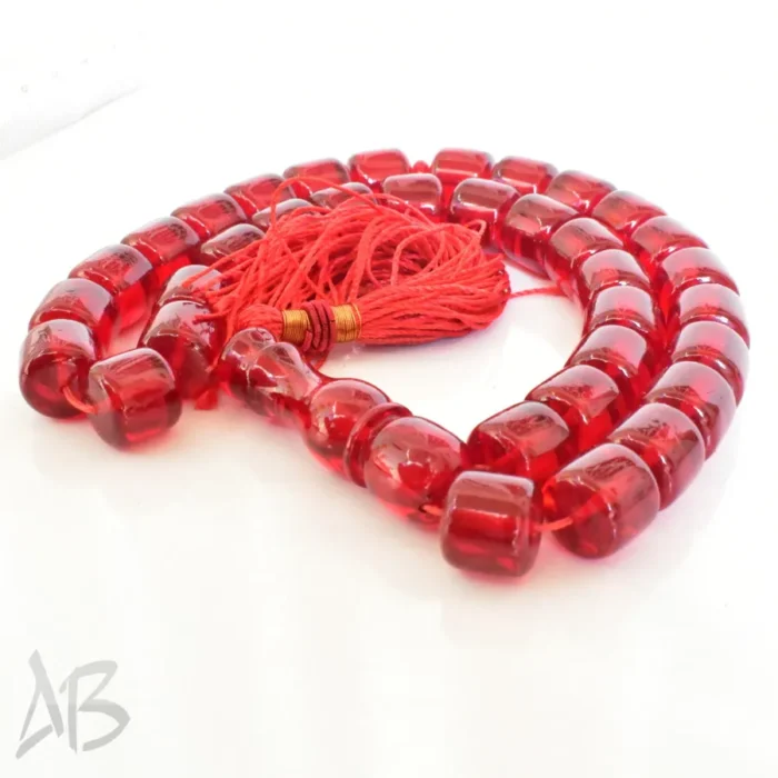 تسبیح سندلوس بودار 35 دانه اصل کد 1256 استوانه‌ای قرمز خوشرنگ سایز 13 آقابزرگ - Image 5