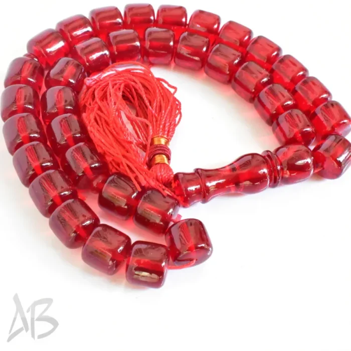 تسبیح سندلوس بودار 35 دانه اصل کد 1256 استوانه‌ای قرمز خوشرنگ سایز 13 آقابزرگ - Image 7