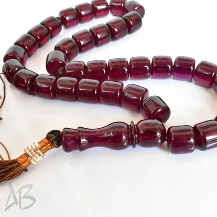 تسبیح سندلوس بودار 35 دانه اصل کد 1258 استوانه‌ای زرشکی-بنفش شماره 13 آقابزرگ - Image 5