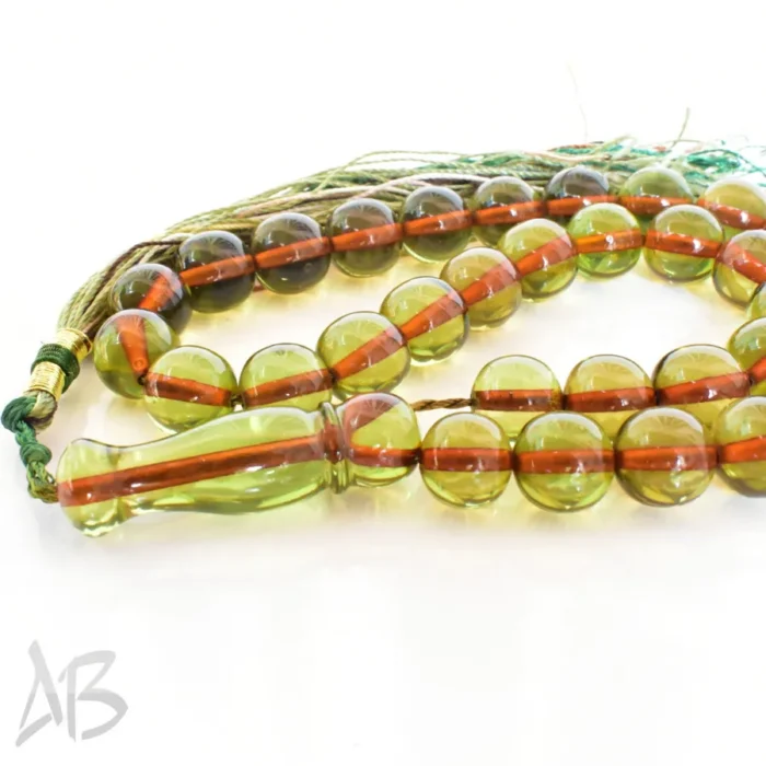 تسبیح سندلوس 33 دانه بودار گرد سبز زیتونی بسیار زیبا سایز 13 کد 1260 آقابزرگ - Image 6