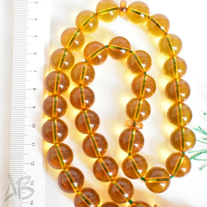 تسبیح سندلوس 33 دانه اصل بودار گرد زرد عسلی زیبا سایز 14 کد 1262 آقابزرگ - Image 4