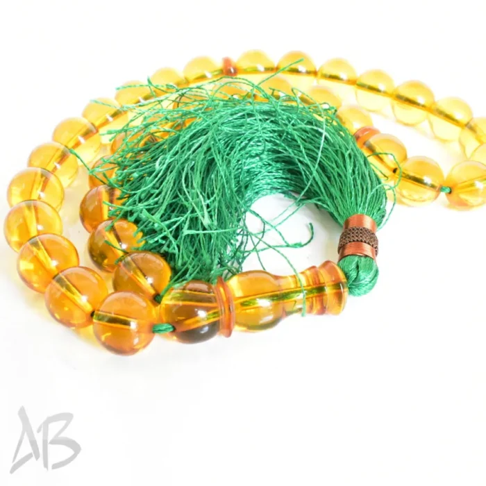 تسبیح سندلوس 33 دانه اصل بودار گرد زرد عسلی زیبا سایز 14 کد 1262 آقابزرگ - Image 6