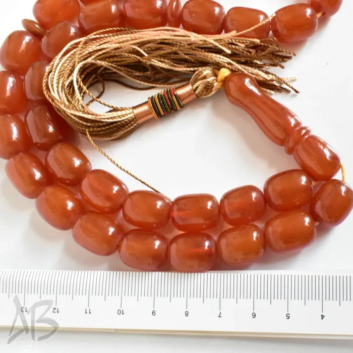 تسبیح سندلوس بودار 33 دانه اصل کد 1263 استوانه‌ای لبه گرد قهوه‌ای آقابزرگ - Image 4