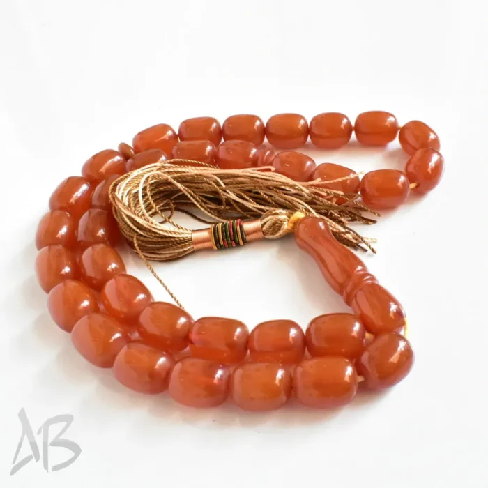 تسبیح سندلوس بودار 33 دانه اصل کد 1263 استوانه‌ای لبه گرد قهوه‌ای آقابزرگ - Image 6