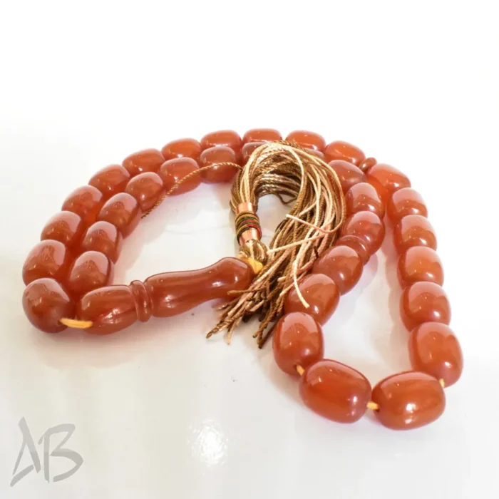 تسبیح سندلوس بودار 33 دانه اصل کد 1263 استوانه‌ای لبه گرد قهوه‌ای آقابزرگ - Image 7