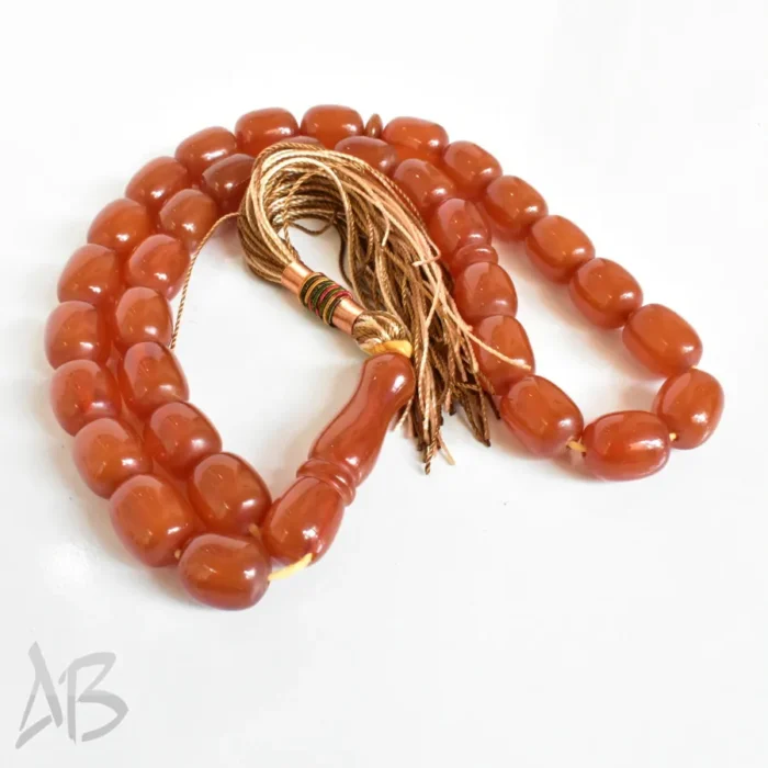 تسبیح سندلوس بودار 33 دانه اصل کد 1263 استوانه‌ای لبه گرد قهوه‌ای آقابزرگ - Image 8