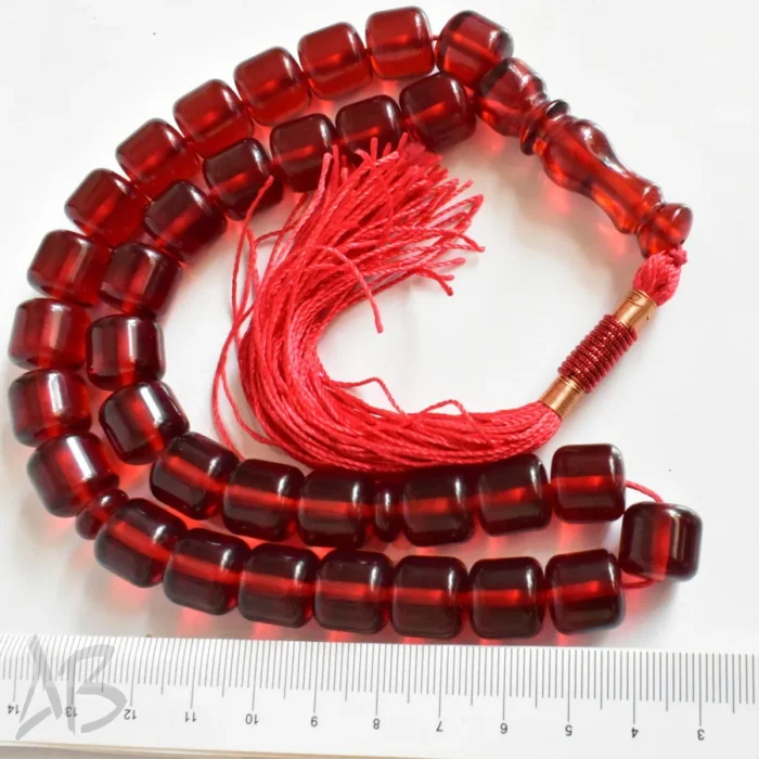 تسبیح سندلوس بودار 33 دانه اصل کد 1264 استوانه‌ای قرمز خوشرنگ شماره 13 آقابزرگ - Image 4