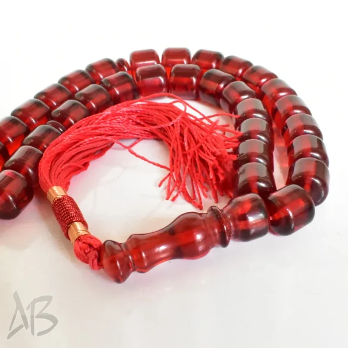 تسبیح سندلوس بودار 33 دانه اصل کد 1264 استوانه‌ای قرمز خوشرنگ شماره 13 آقابزرگ - Image 6