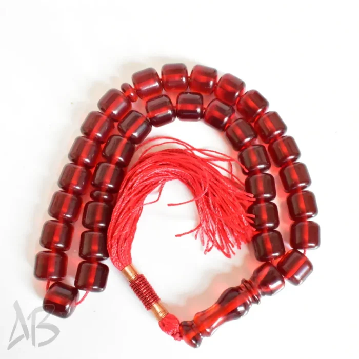تسبیح سندلوس بودار 33 دانه اصل کد 1264 استوانه‌ای قرمز خوشرنگ شماره 13 آقابزرگ - Image 7