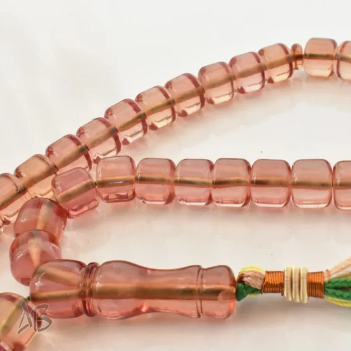 تسبیح سندلوس بودار 53 دانه اصل کد 1266 استوانه‌ای شماره 12 رنگ بنزینی خوشرنگ آقابزرگ - Image 5