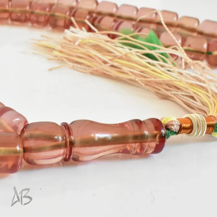 تسبیح سندلوس بودار 53 دانه اصل کد 1266 استوانه‌ای شماره 12 رنگ بنزینی خوشرنگ آقابزرگ - Image 6