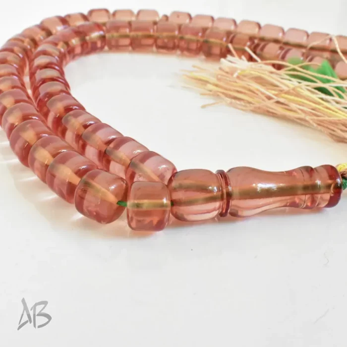 تسبیح سندلوس بودار 53 دانه اصل کد 1266 استوانه‌ای شماره 12 رنگ بنزینی خوشرنگ آقابزرگ - Image 7