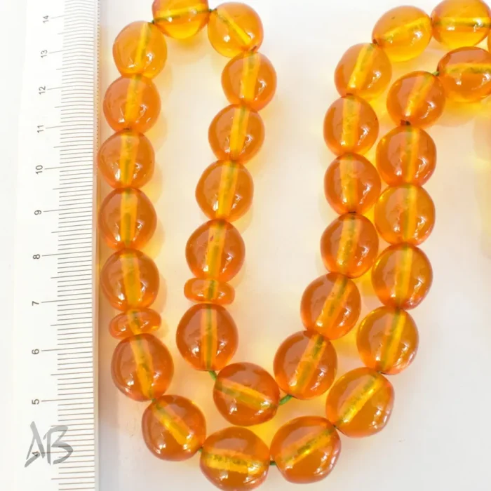 تسبیح سندلوس 33 دانه اصل کد 1270 بودار گرد زرد عسلی سایز 13 در 14 آقابزرگ - Image 3