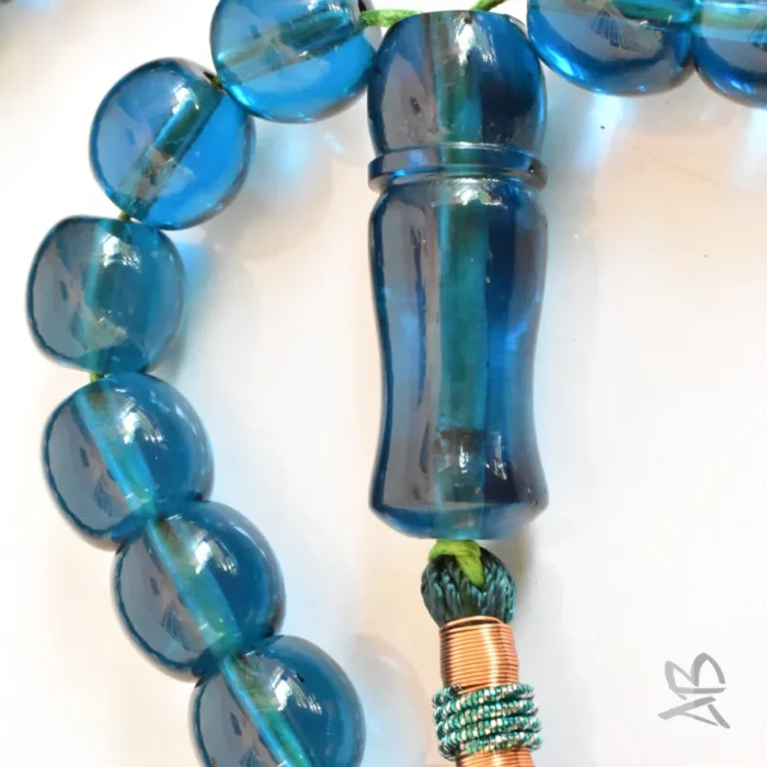 تسبیح سندلوس 33 دانه کد 1274 بودار آبی نفتی تراش قیچی شماره 14 - Image 9