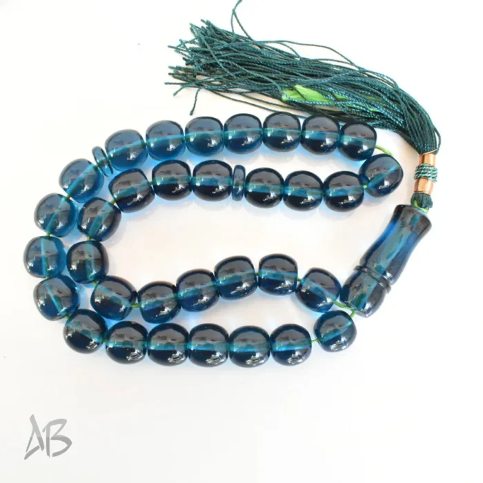 تسبیح سندلوس 33 دانه کد 1274 بودار آبی نفتی تراش قیچی شماره 14 - Image 5