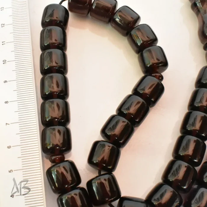 تسبیح سندلوس بودار 35 دانه اصل کد 1278 استوانه‌ای دوپوست مشکی و سبز آقابزرگ - Image 3