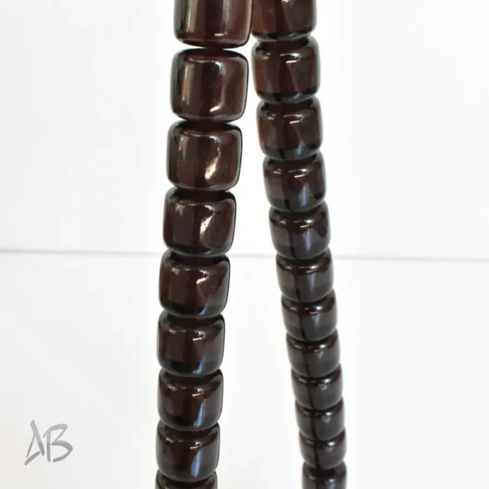 تسبیح سندلوس بودار 35 دانه اصل کد 1278 استوانه‌ای دوپوست مشکی و سبز آقابزرگ - Image 5