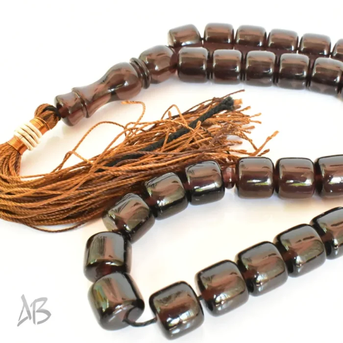 تسبیح سندلوس بودار 35 دانه اصل کد 1278 استوانه‌ای دوپوست مشکی و سبز آقابزرگ - Image 6